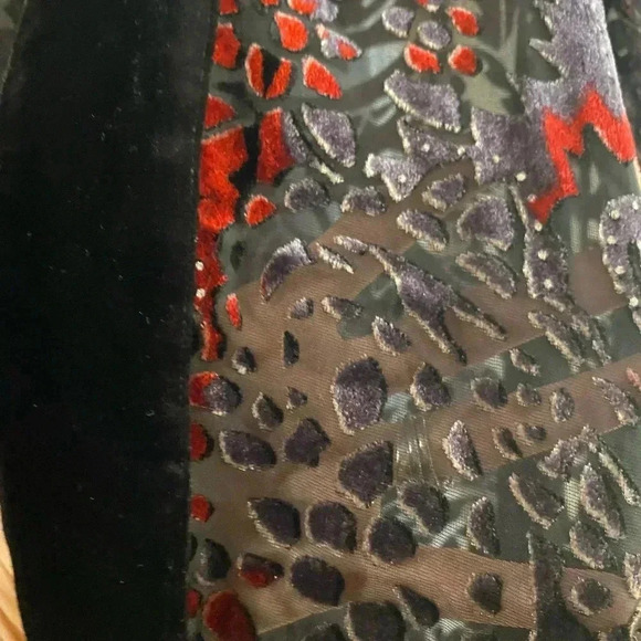 Chicos Travelers Velvet Fringe Burnout Kimono Style Jacket Size S/M Fringe Open - Picture 7 of 8